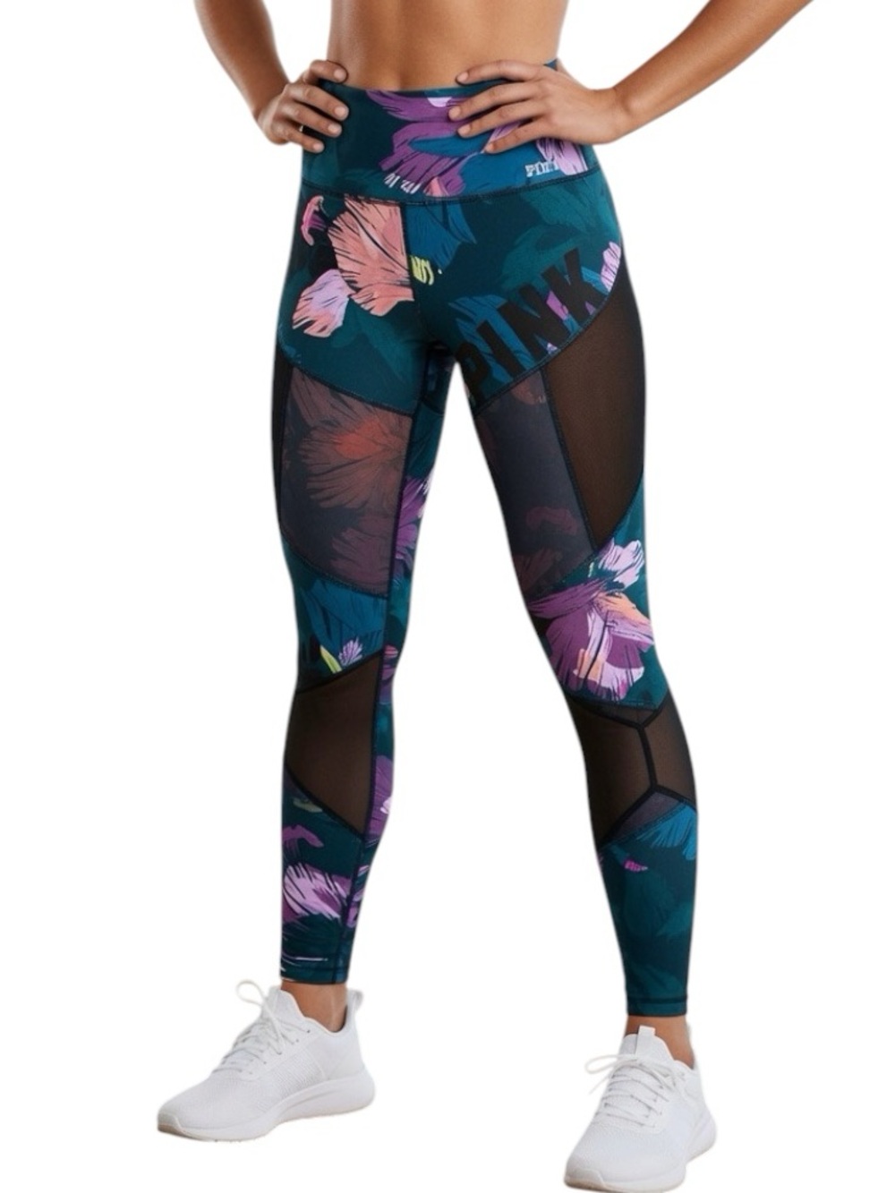 VICTORIA’S SECRET PINK: Ultimate High Waist Bonded Mesh Floral Legging Size L